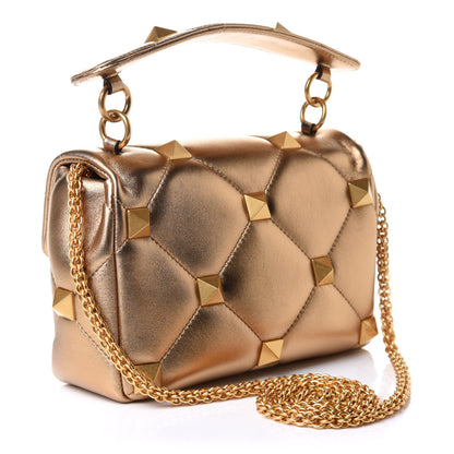 Valentino Garavani Nappa Medium Roman Stud Shoulder Bag Antique Brass 2 of 8