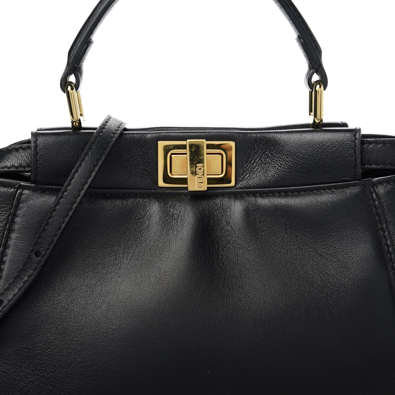 Fendi Nappa Mini Peekaboo Iconic Satchel Black 10 of 10