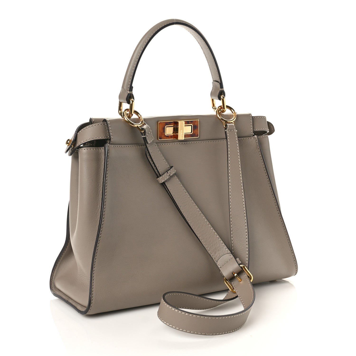 Fendi Vitello Seta Plexiglass Tortoise Medium Peekaboo Iconic Satchel Tortora 3 of 9