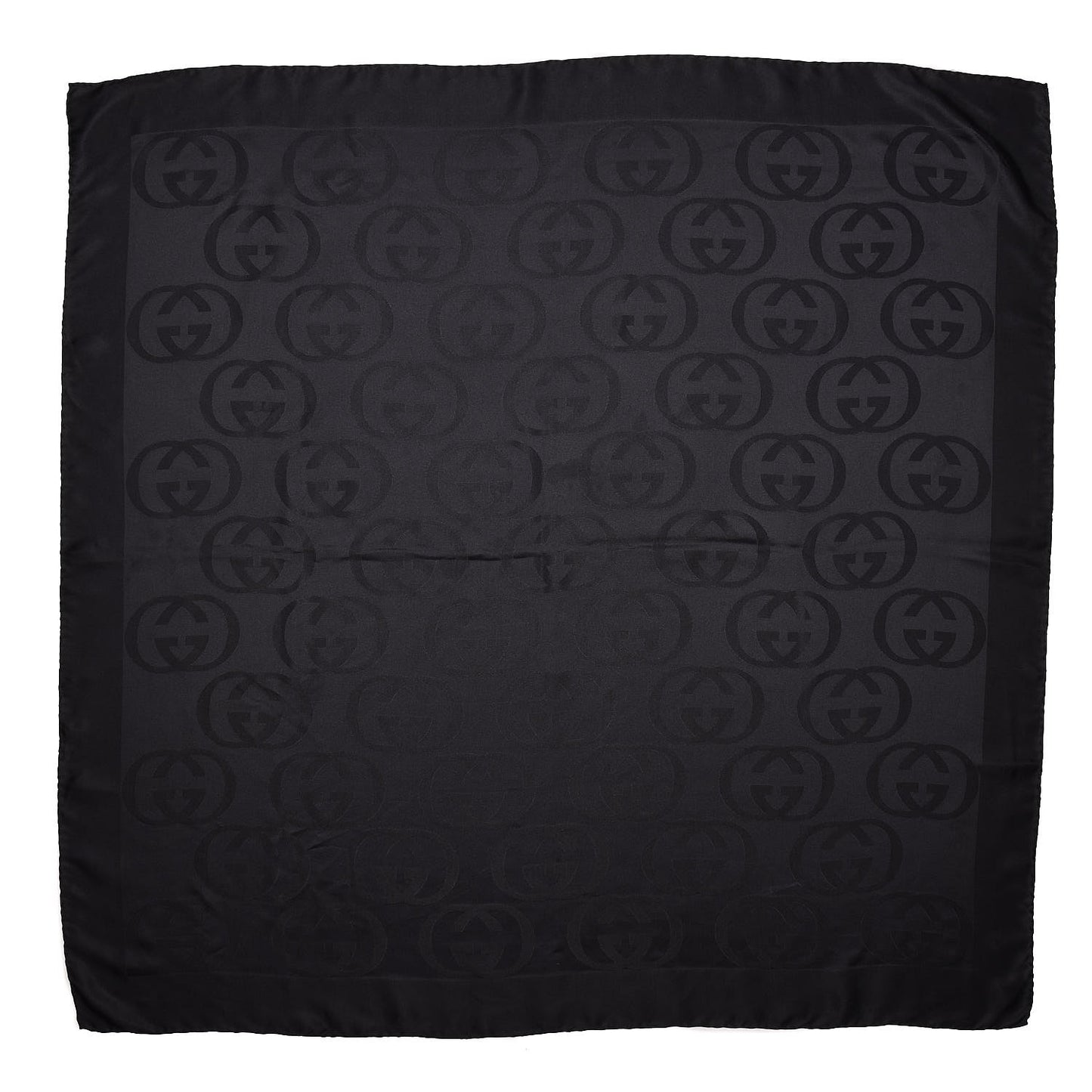 Silk Interlocking GG Scarf Black