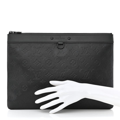 Louis Vuitton Calfskin Monogram Shadow Discovery Pochette Black 2 of 10