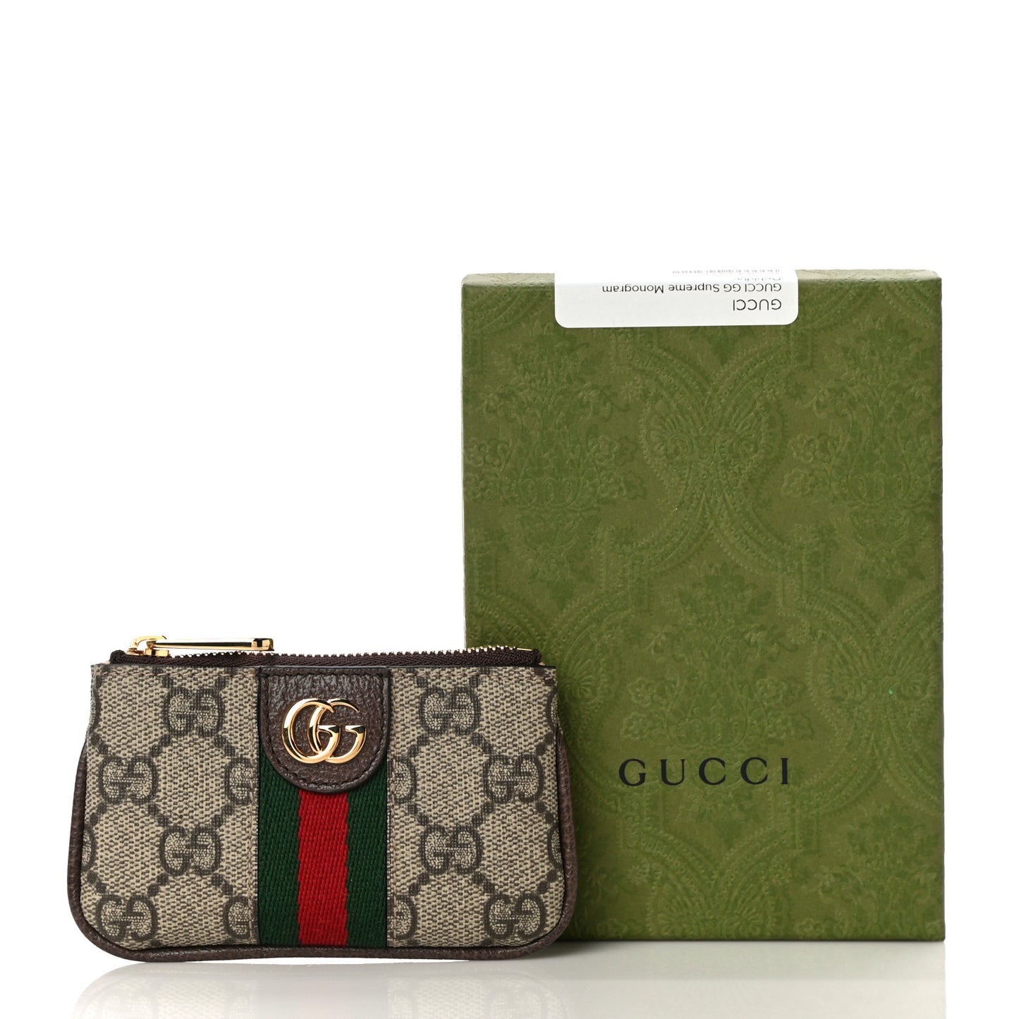 GG Supreme Monogram Web Ophidia Key Case Beige New Acero