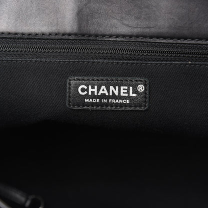 Chanel Calfskin Double Stitch Large Hamptons Flap Bag Black 6 of 16