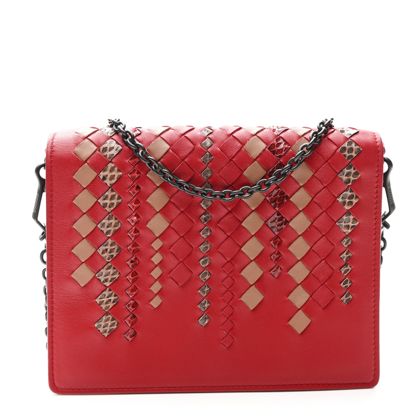 Nappa Intrecciato Snakeskin Stained Glass Montebello Crossbody Red Multicolor