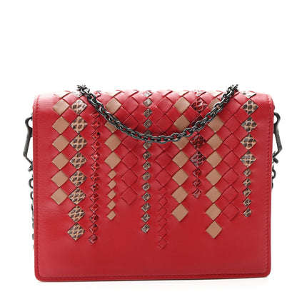 Bottega Veneta Nappa Intrecciato Snakeskin Stained Glass Montebello Crossbody Red Multicolor 1 of 9
