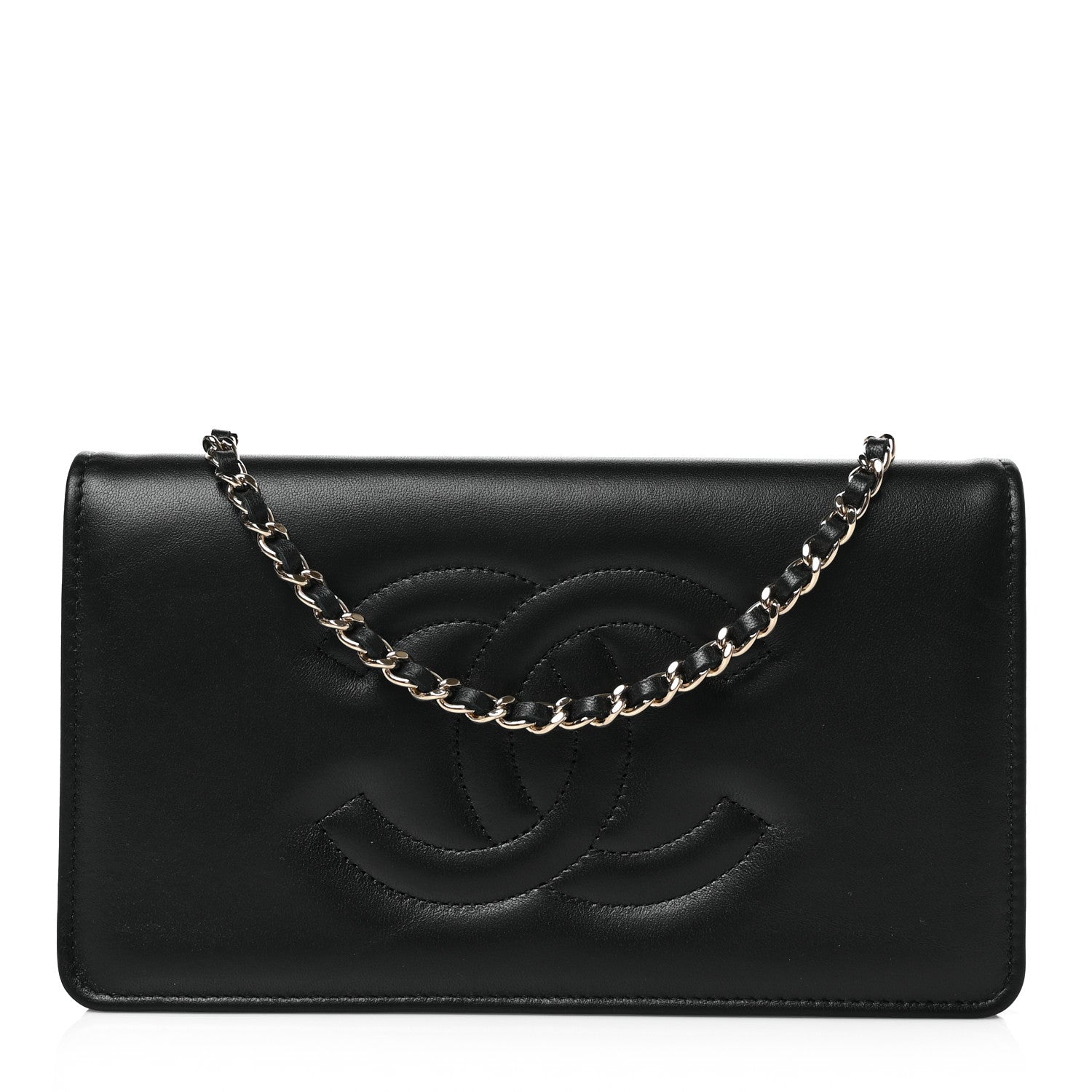 Chanel Lambskin Quilted Timeless CC Wallet On Chain WOC Black 1 of 10