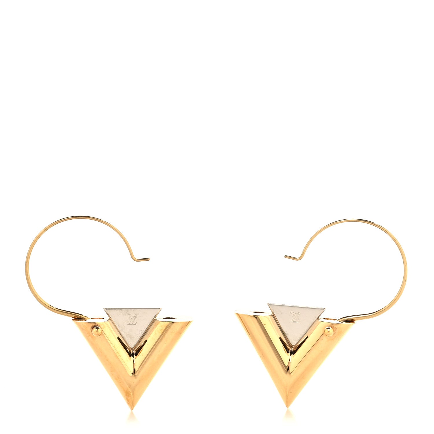 Louis Vuitton Metal V For Vuitton Earrings Gold Silver 3 of 4
