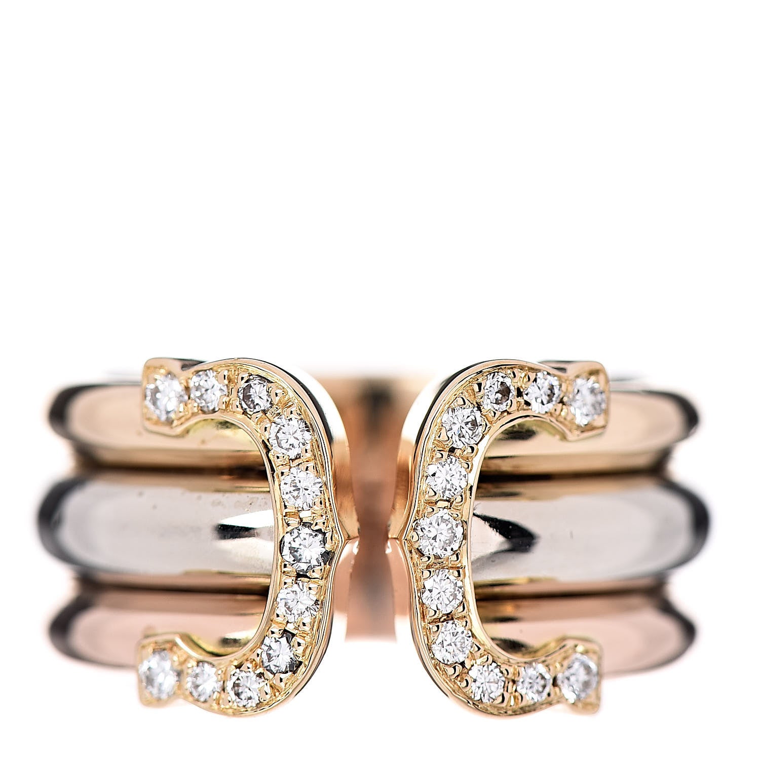 Cartier 18K Pink Yellow White Gold Diamond C De Ring 50 5.25 1 of 4