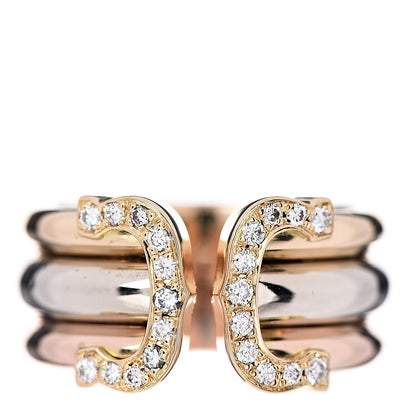 Cartier 18K Pink Yellow White Gold Diamond C De Ring 50 5.25 1 of 4