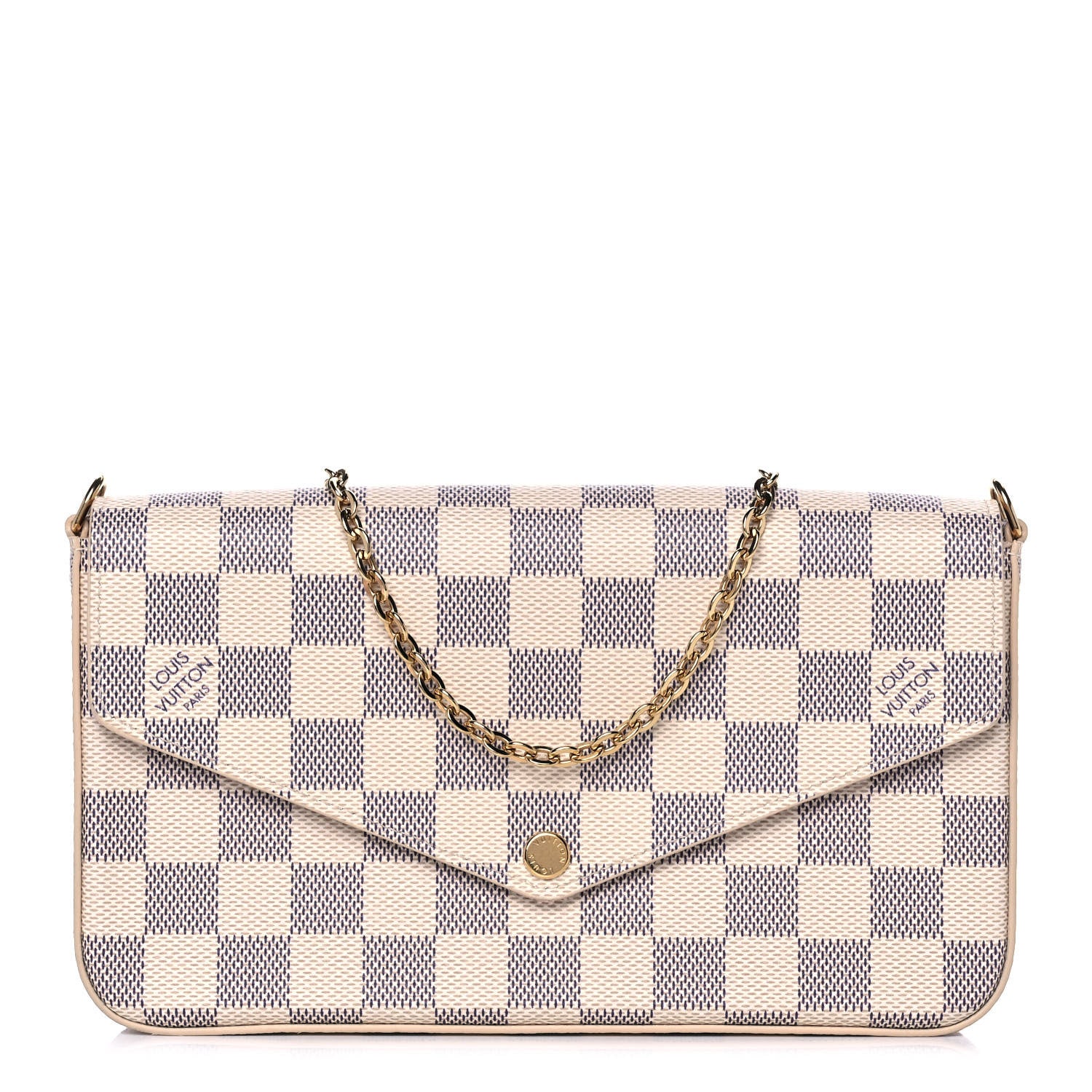 Louis Vuitton Damier Azur Pochette Felicie Chain Wallet Rose Ballerine 1 of 15
