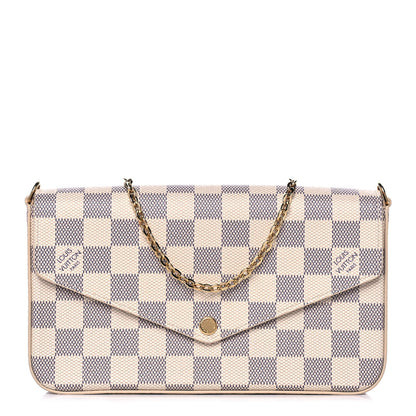 Louis Vuitton Damier Azur Pochette Felicie Chain Wallet Rose Ballerine 1 of 15
