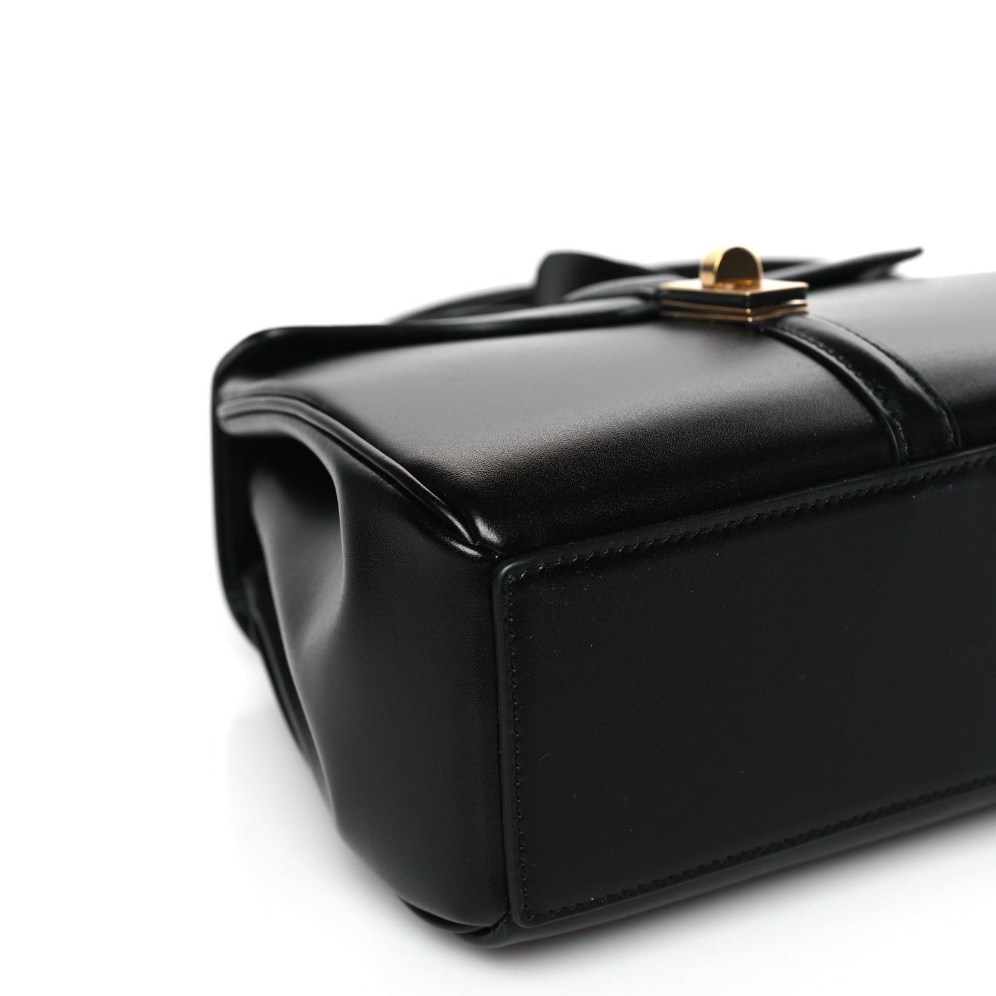 Satinated Calfskin Mini 16 Top Handle Bag Black