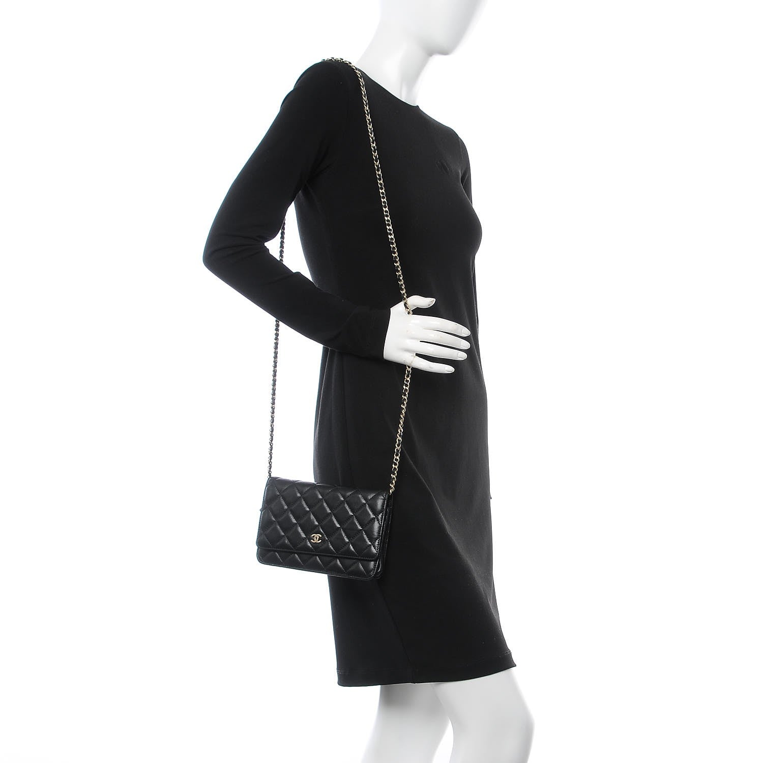 Chanel Lambskin Quilted Wallet On Chain WOC Black 2 of 10