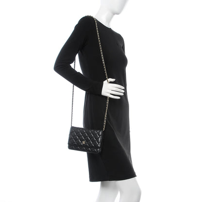 Chanel Lambskin Quilted Wallet On Chain WOC Black 2 of 10