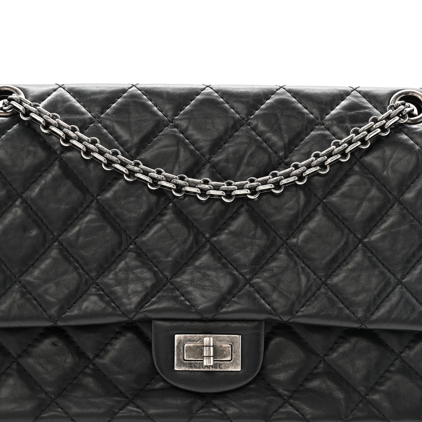 Aged Calfskin Quilted 2.55 Reissue 226 Flap Black