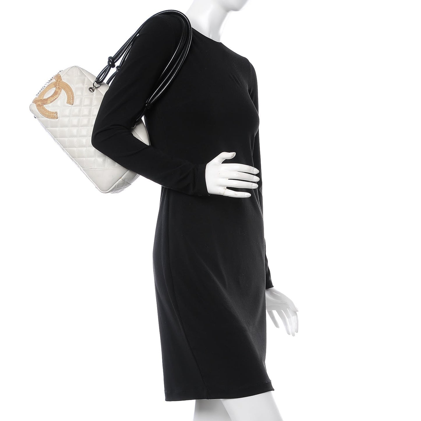 Calfskin Python Quilted Large Cambon Bowler White