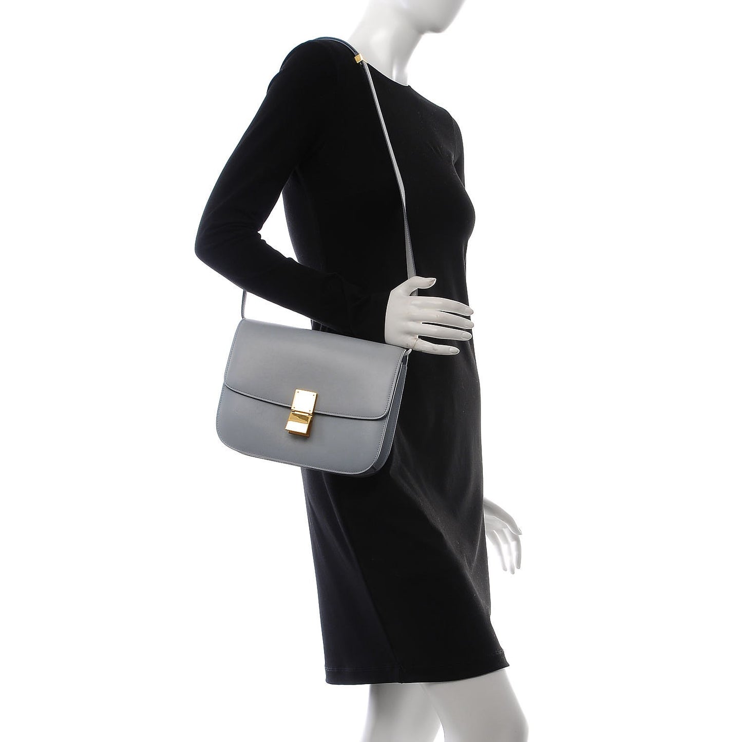Box Calfskin Medium Classic Box Flap Bag Sky