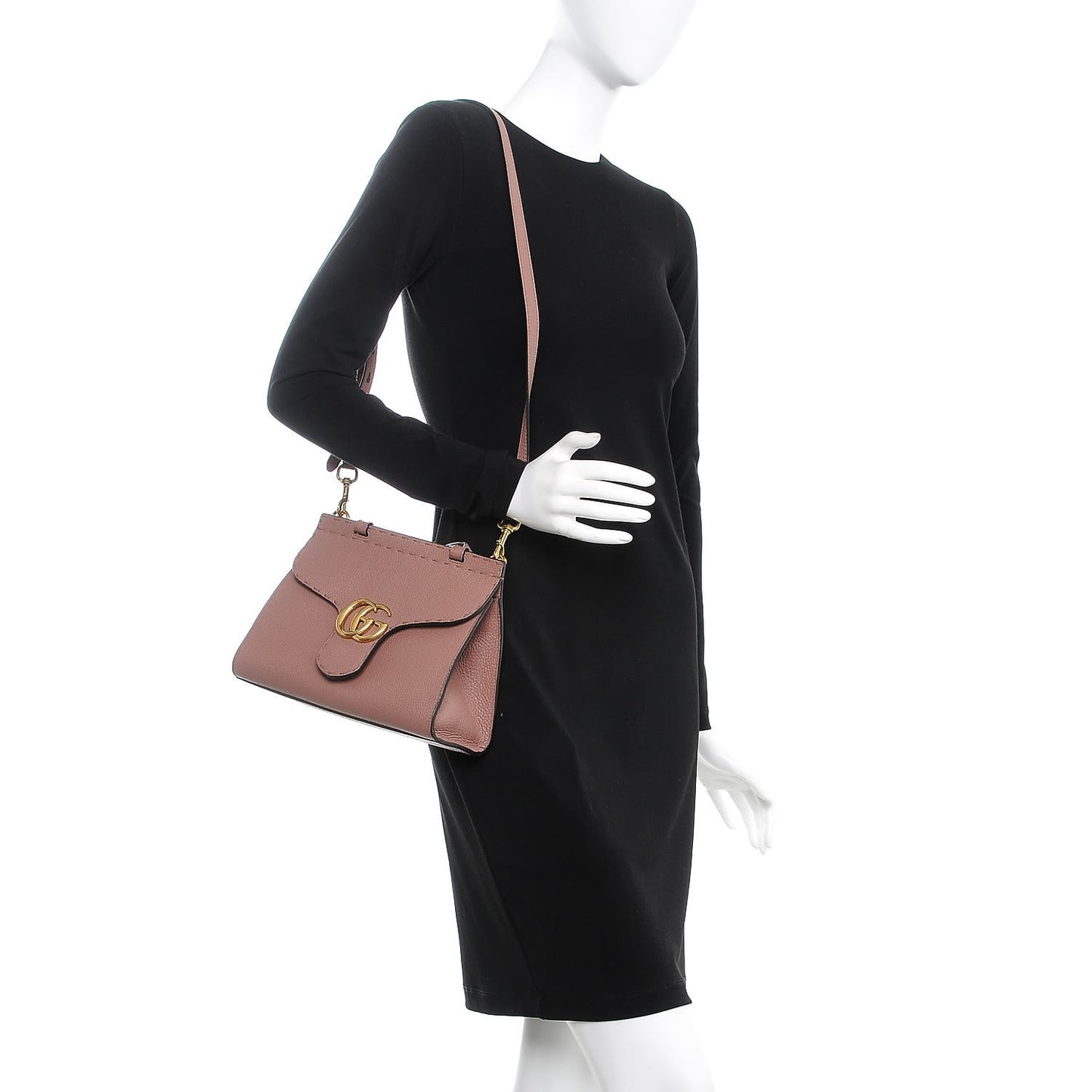 Calfskin Mini GG Marmont Top Handle Bag Rosy Phard