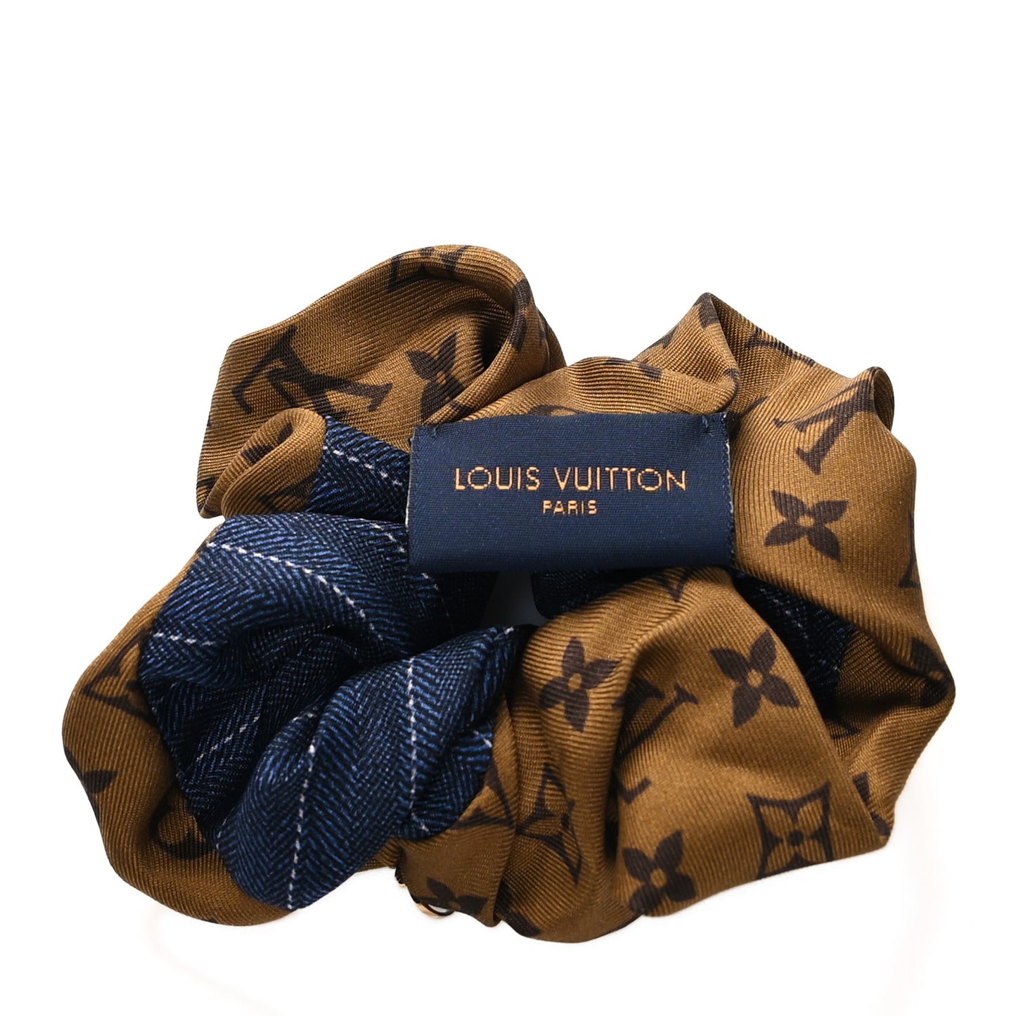 Silk Monogram Scrunchie Navy