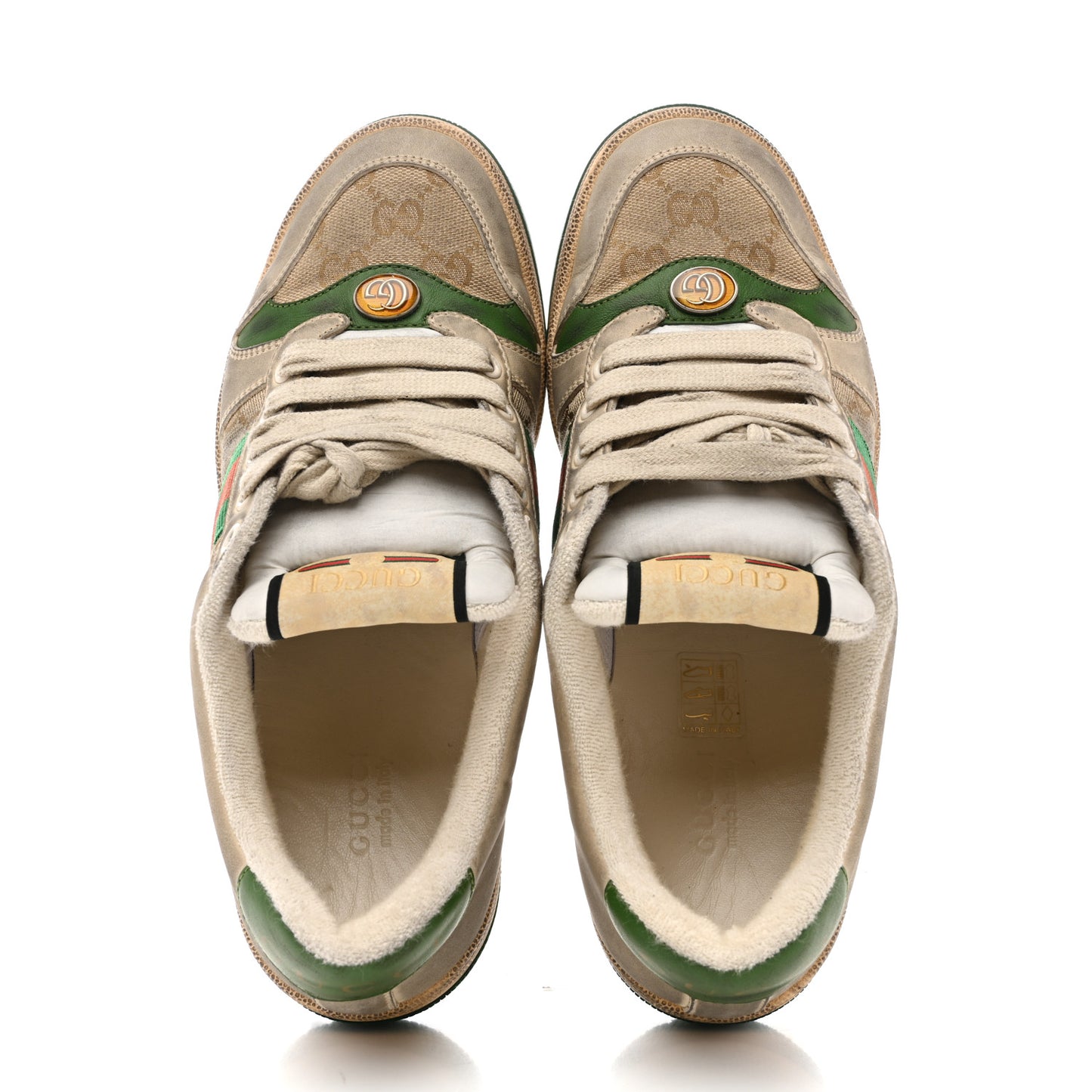GG Monogram Nubuck Web Womens Screener Sneakers 39 New Sand Dusty Milk Vintage Green 38 New Sand Dusty Milk Vintage Green