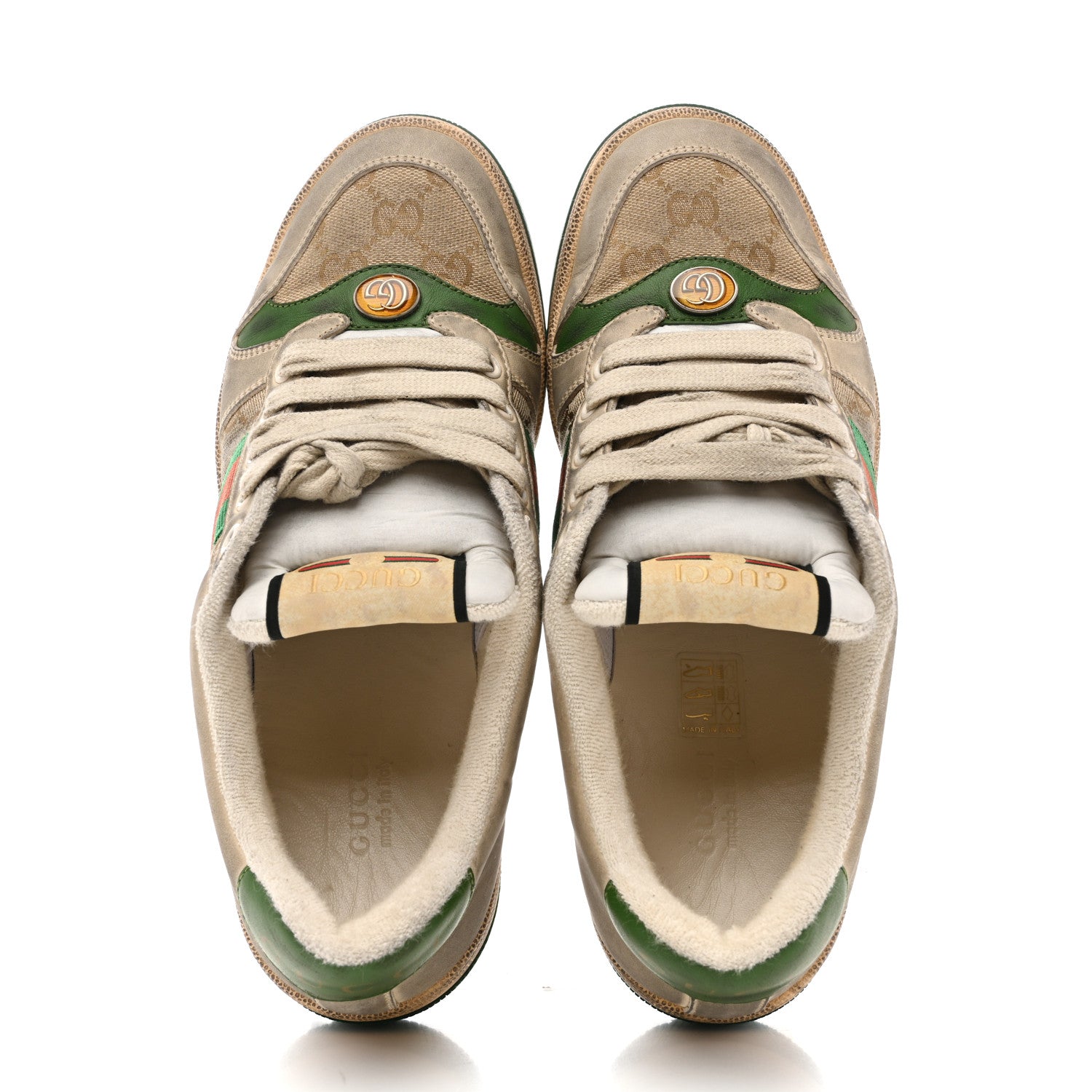 Gucci GG Monogram Nubuck Web Womens Screener Sneakers 39 New Sand Dusty Milk Vintage Green 38 New Sand Dusty Milk Vintage Green 3 of 39