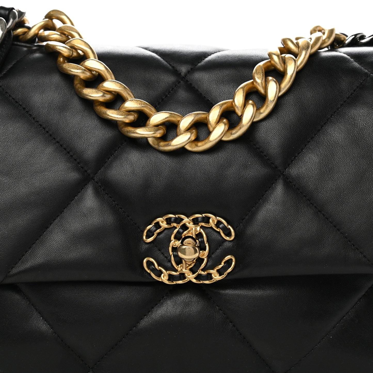 Lambskin Quilted Large Chanel 19 Flap Black