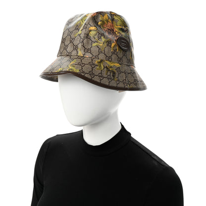 Gucci GG Supreme Monogram Azalea Calfskin Dusty Carnation Retro Interlocking G Bucket Hat S Beige Ebony Multicolor 2 of 8
