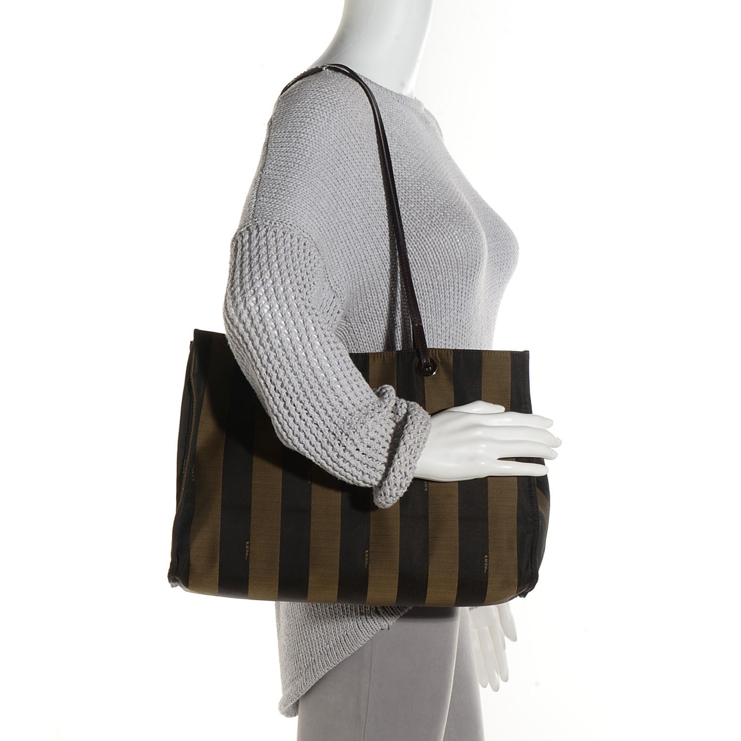 Fendi Vintage Pequin Tote Tobacco 4 of 7