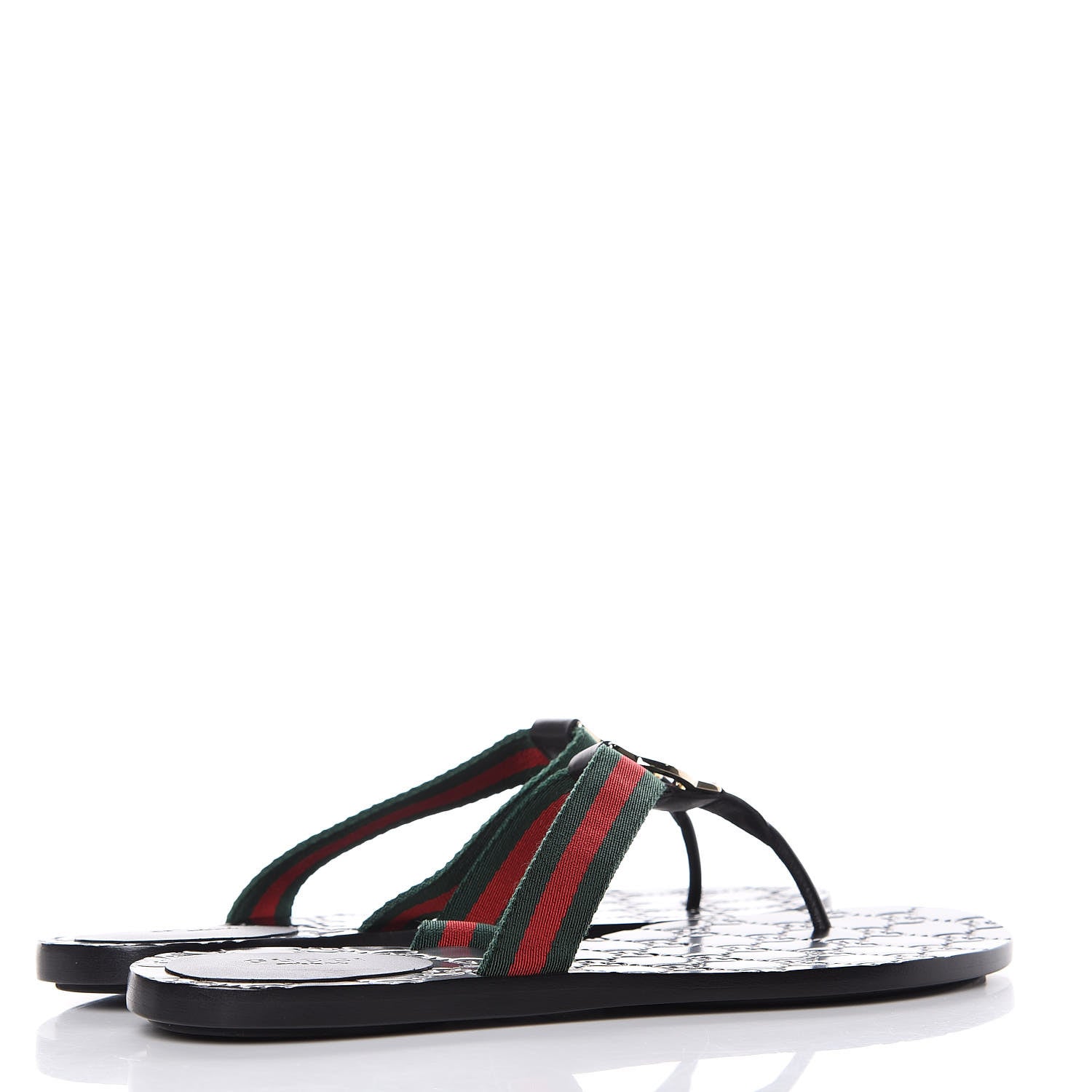 Gucci Nylon Guccissima Web Womens Thong Sandals 38.5 Green Red Black 4 of 8