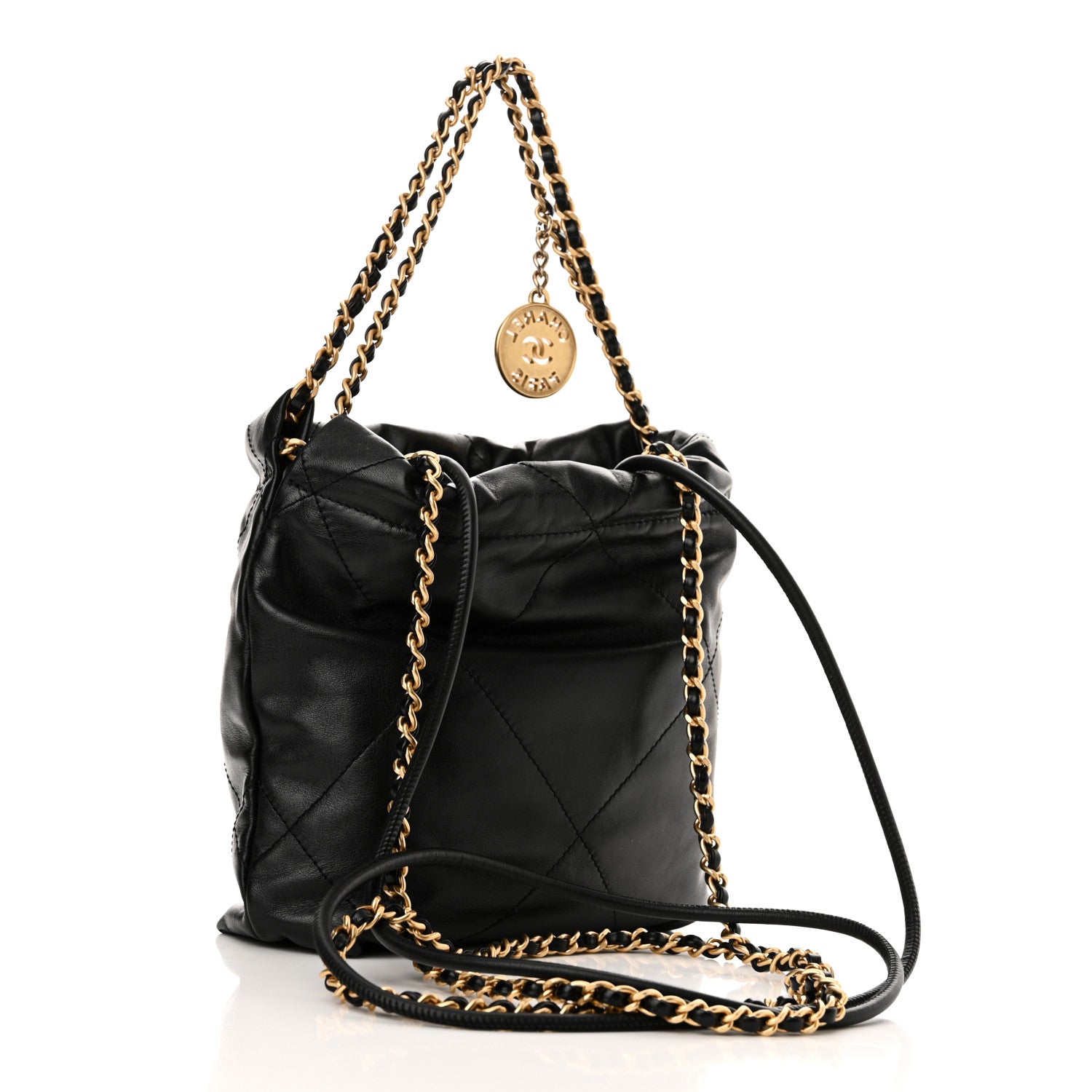 Chanel Shiny Calfskin Quilted Mini Chanel 22 Black 3 of 10