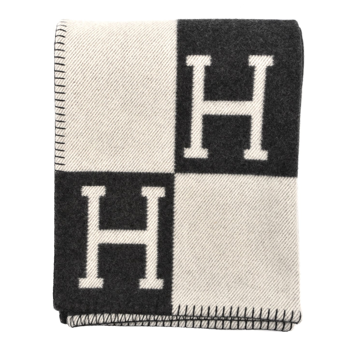 Wool Cashmere Avalon Blanket Ecru Gris Fonce
