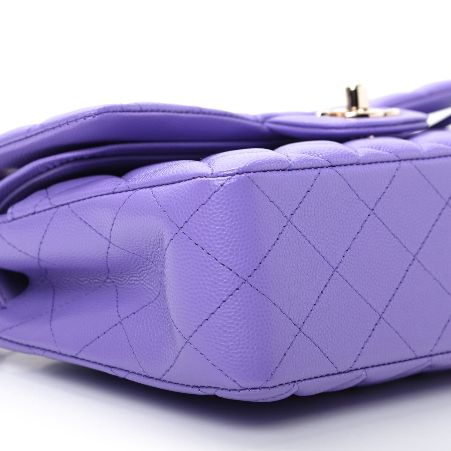 Caviar Quilted Small Double Flap Purple