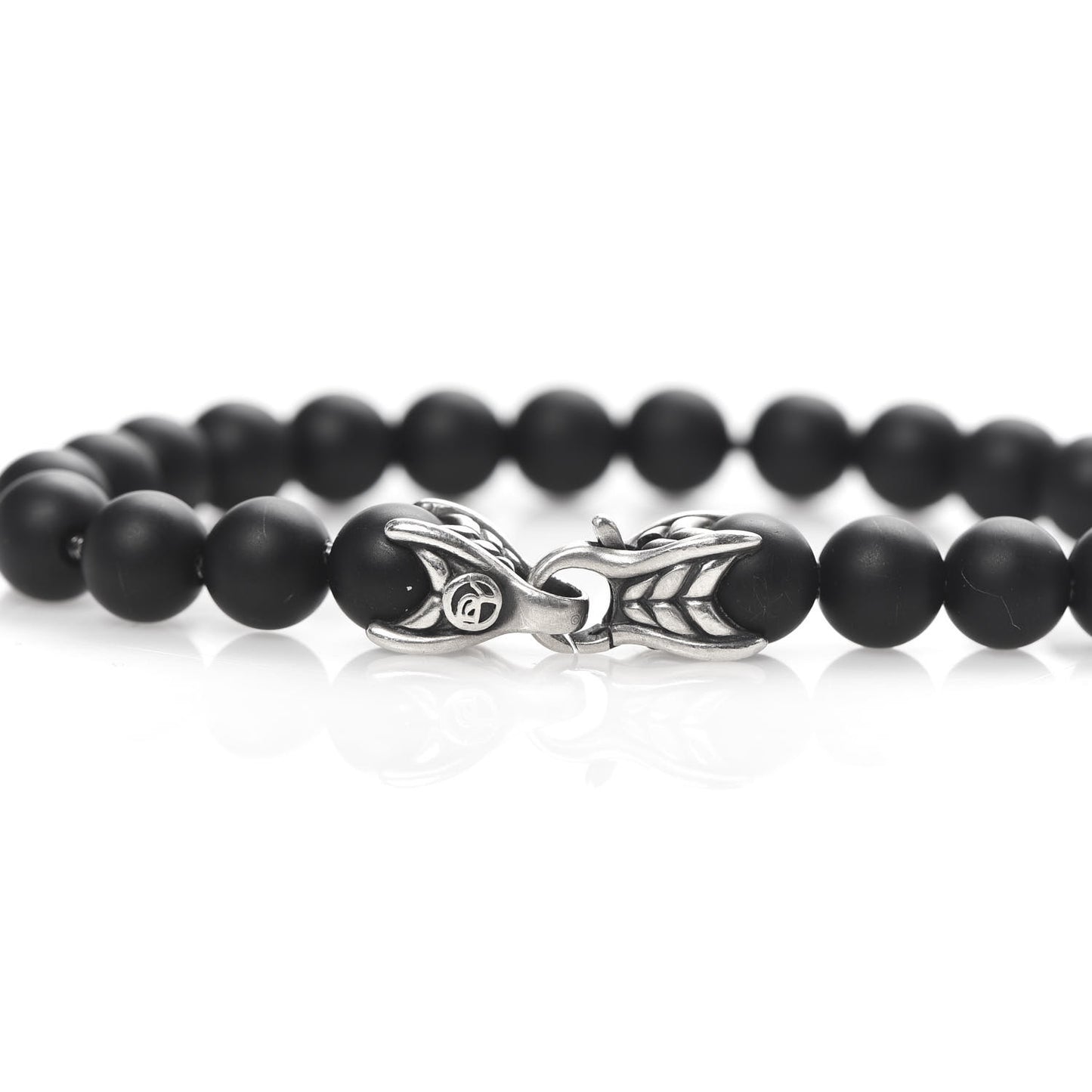 Sterling Silver Black Onyx 8mm Spiritual Beads Bracelet