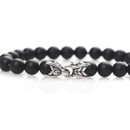 David Yurman Sterling Silver Black Onyx 8mm Spiritual Beads Bracelet 4 of 5