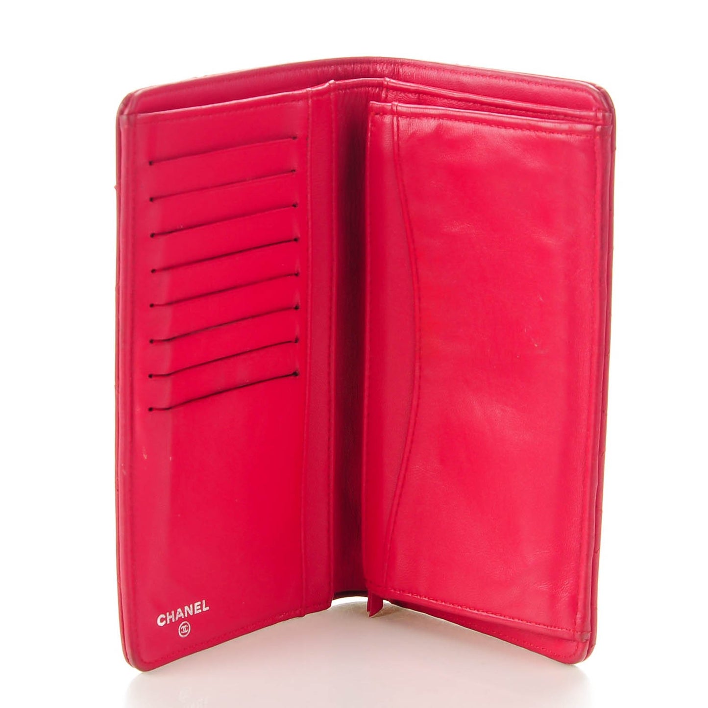 Lambskin Quilted Yen Wallet Red