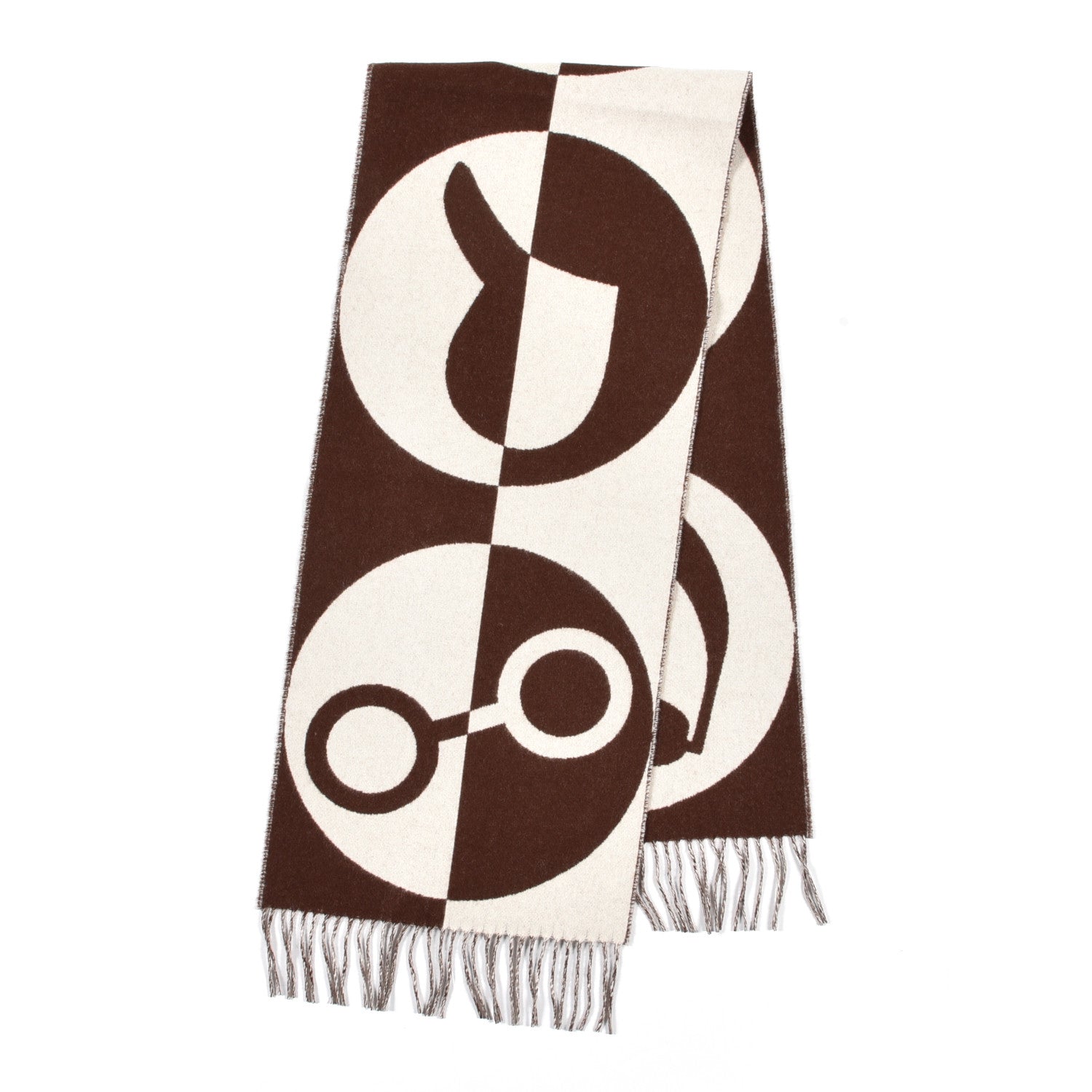 Hermes Cashmere Casaque Charms Muffler Brun Chocolat Ivoire 2 of 4