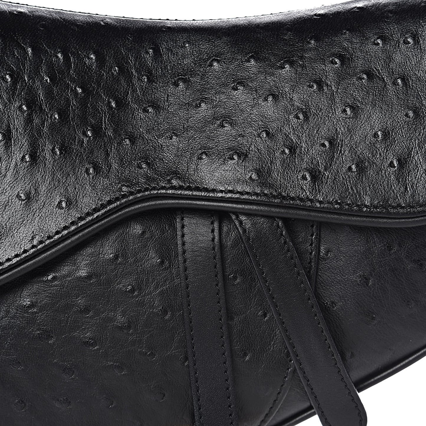 Ostrich Saddle Bag Black