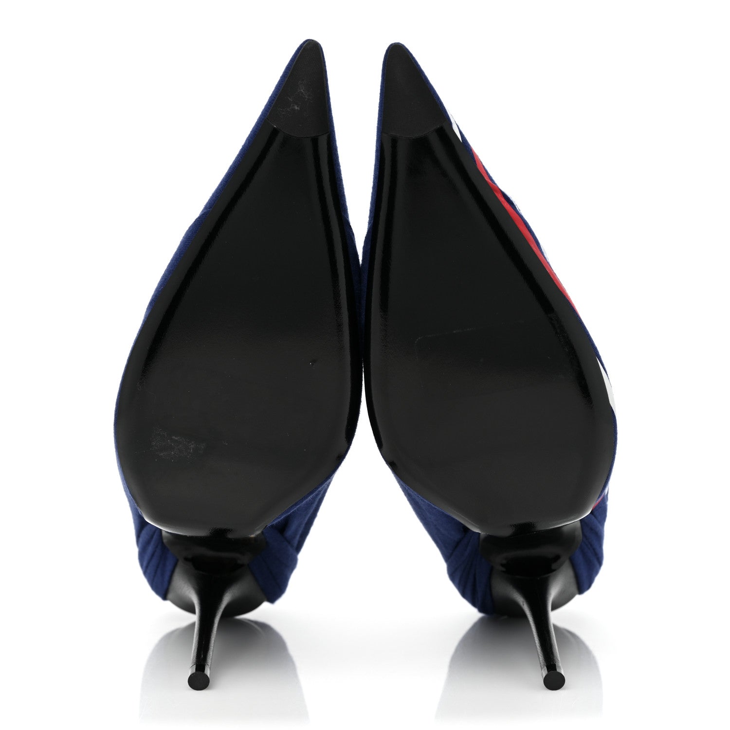 Balenciaga Jersey Crepe Political Campaign Logo Knife 115 Pointed Pumps 38.5 Pacifique White Rouge 5 of 8
