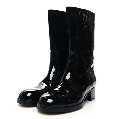 Chanel Patent CC Mid Calf Boots 40 Black 3 of 7
