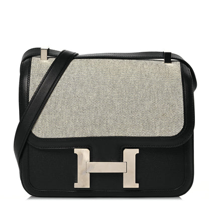 Hermes Swift Toile H Berline Constance 24 Black Ecru 1 of 13