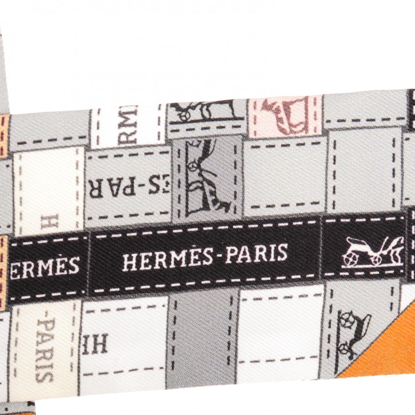Silk Bolduc Au Carre Twilly Gris Caramel Blanc