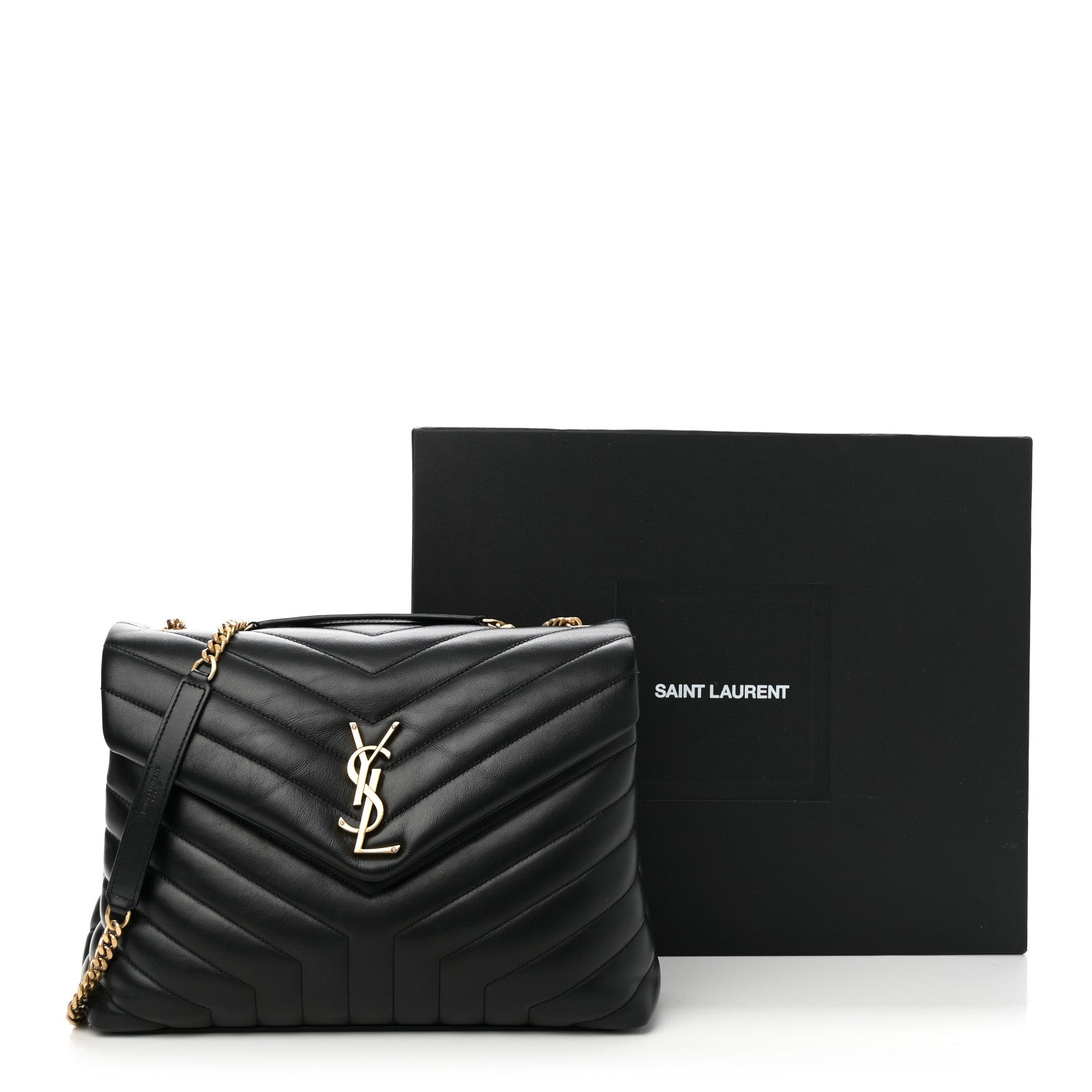 Saint Laurent Calfskin Y Quilted Monogram Medium Loulou Chain Satchel Black 11 of 11