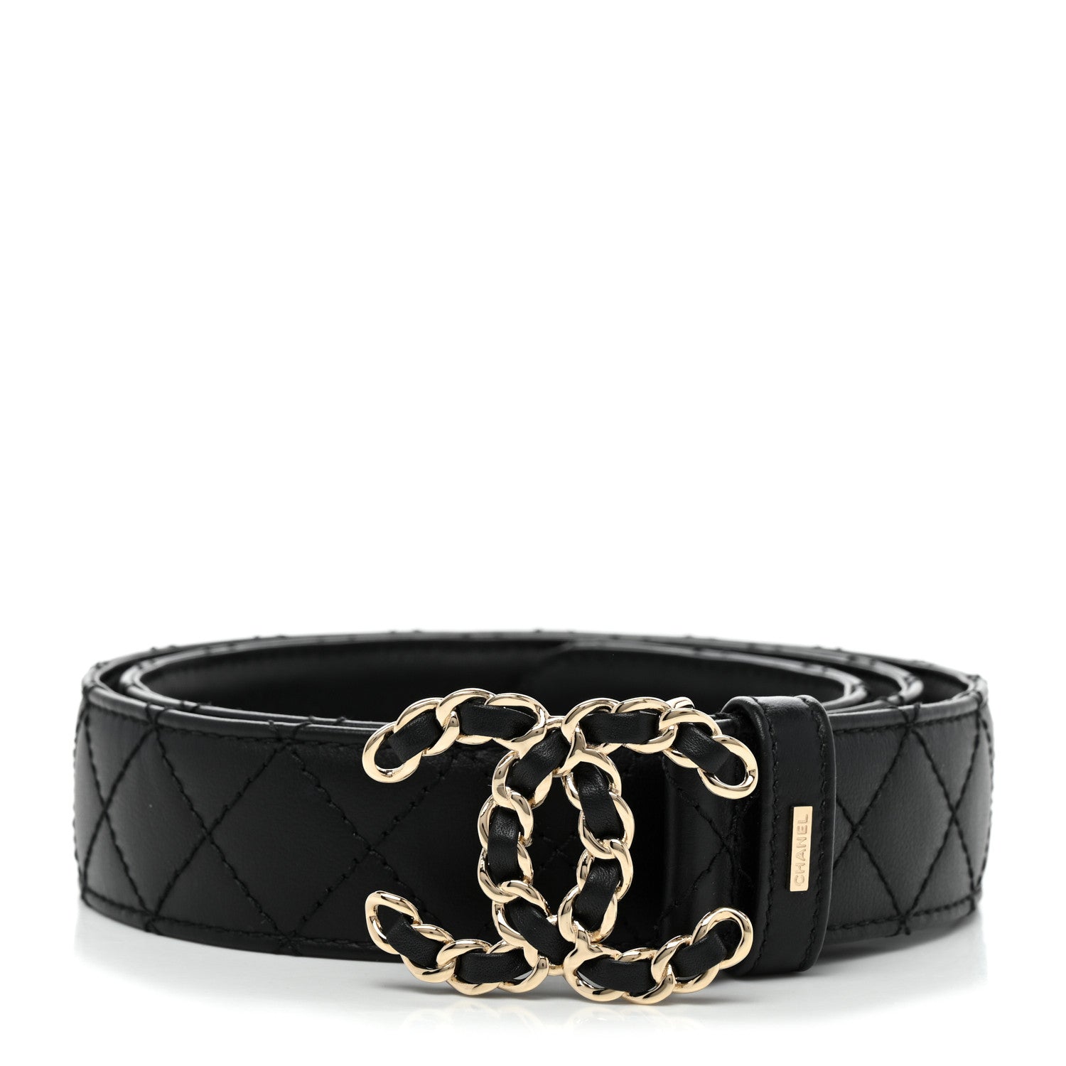 Chanel Lambskin Quilted CC Chain Belt 85 34 Black 1 of 6