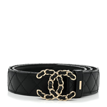 Chanel Lambskin Quilted CC Chain Belt 85 34 Black 1 of 6