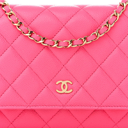 Chanel Caviar Quilted Wallet on Chain WOC Fuchsia 9 of 11