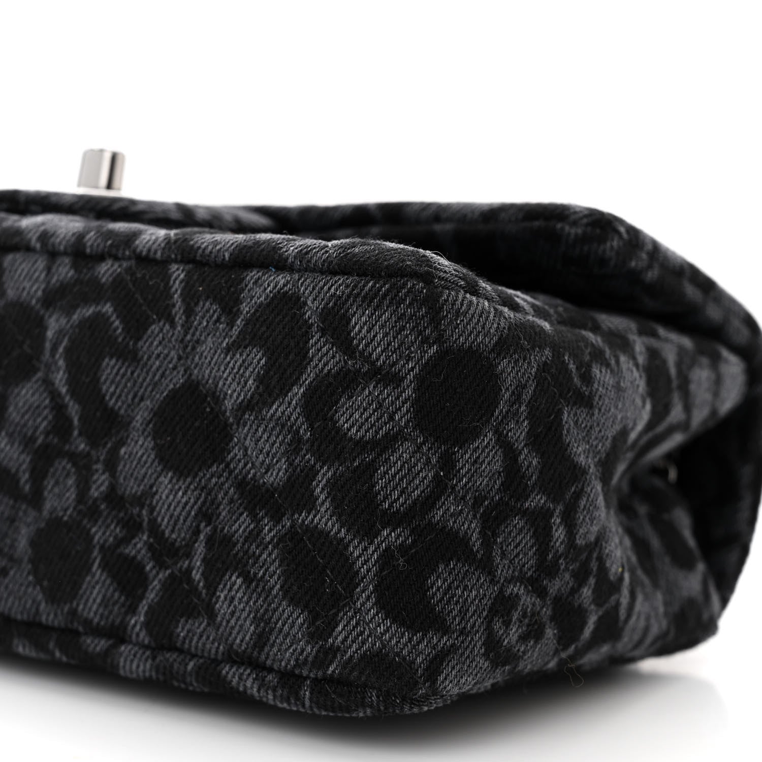 Chanel Printed Denim Quilted Flower Mini Rectangular Flap Black 10 of 11