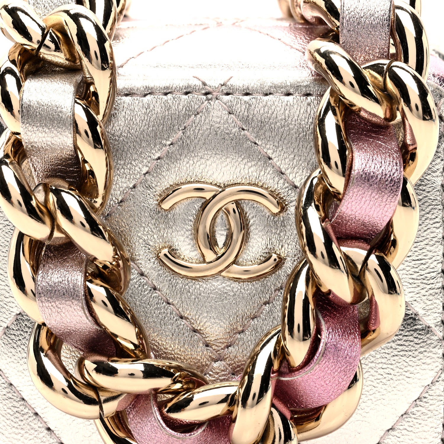 Chanel Gradient Metallic Lambskin Quilted Like A Wallet Clutch With Chain Gold Pink 8 of 10
