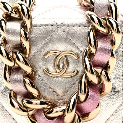 Chanel Gradient Metallic Lambskin Quilted Like A Wallet Clutch With Chain Gold Pink 8 of 10