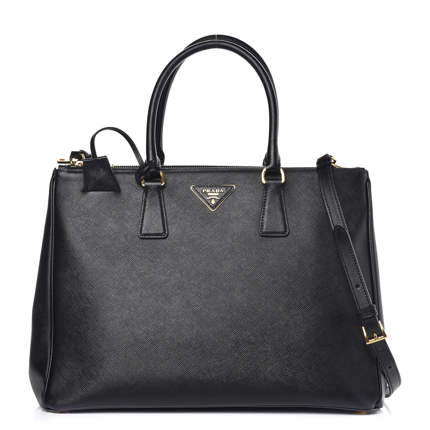 Saffiano Large Galleria Double Zip Tote Black