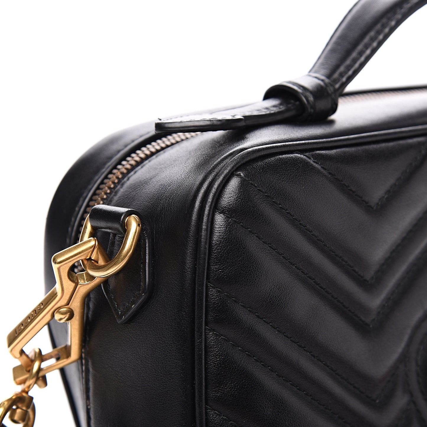 Calfskin Matelasse Sylvie Web Small GG Marmont Top Handle Shoulder Bag Black